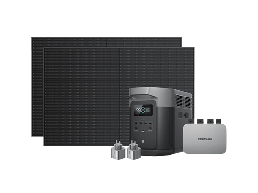 Комплект EcoFlow PowerStream – микроинвертор 600W + зарядная станция Delta Max 2000 и солнечные панели 2х400